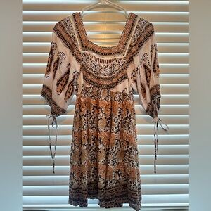 Free People Bohemian Patterned Mini Dress Tunic (XS)